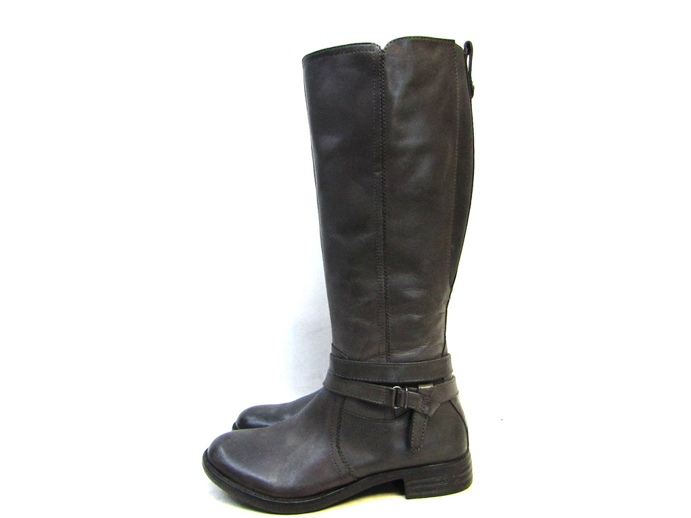 Bussola Womens Size 37 EUR Gray Brown Leather Zip 15" Knee High Fashion Boots